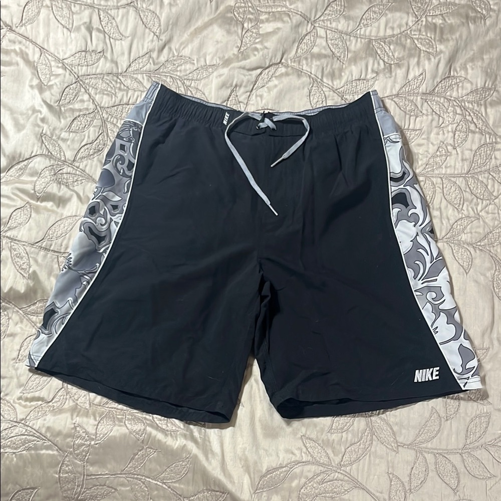Nike Black and Gray Board Shorts with Camouflage Panels